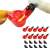 Chicken drinking from a red automatic waterer, 10 pack of chicken waterers
