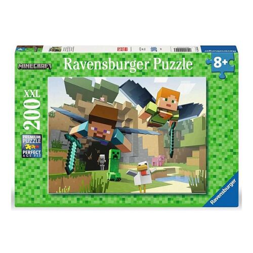 Ravensburger 200 darabos XXL Minecraft puzzle doboz, amin Steve és Alex repülnek a Minecraft világban, 8 éves kortól ajánlott - Puzzle és kirakó