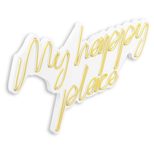 Re-Bloom LED fali dekoráció 'My Happy Place' közelről, stílusos fehér és sárga dekorációs lámpa - Lámpa és világítás