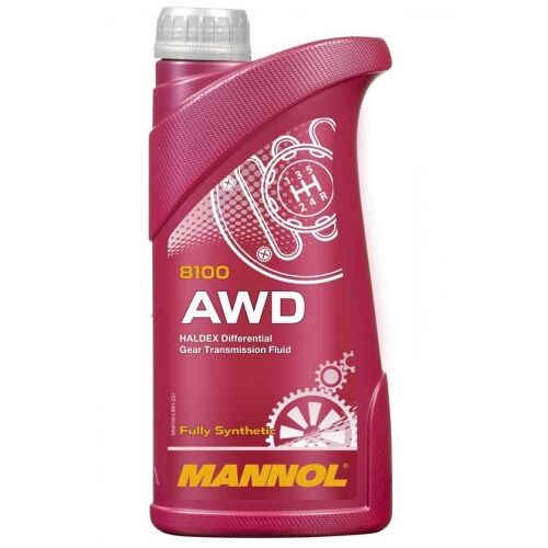 MANNOL AWD Getriebeoel Cuplaj Haldex 850 ml, teljesen szintetikus differenciálmű váltóolaj Haldex kuplungokhoz, piros flakon fehér kupakkal - Mannol