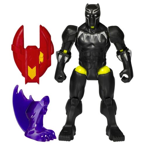 Marvel Bosszúállók Mixmashers Fekete Párduc ízületes akciófigura piros pajzzsal és lila karom fegyverrel fehér háttérrel - Mesehős figura