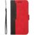 Zárt piros és fekete Wooze Colour Wallet tok Apple iPhone 16 Pro-hoz csuklópánttal, függőleges nézetben