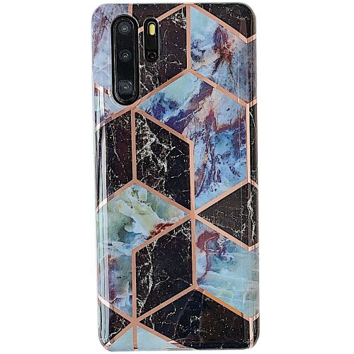 Apple iPhone XS Max Wooze Geometric Marble szilikon tok színes fekete sokszöges márvány mintával, teljes hátnézet kamera kivágással - Wooze