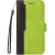 Wooze Colour Wallet zöld tok iPhone 15 Pro Max-hoz kézpánttal, zárt elölnézet, enyhén más szögben