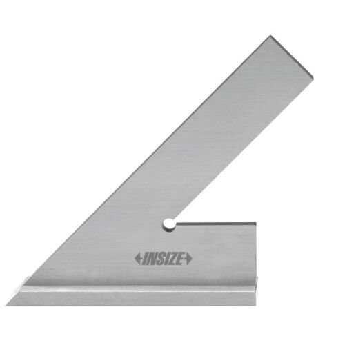 Insize 45 fokos háromszög vonalzó, 150x100mm, talppal, fémből készült, precíziós rajzoláshoz és méréshez - Derékszög