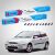 TeamCar Flat Premium ablaktörlő lapátok Ford Focus Gen I-hez mellékelt adapterekkel, egy ezüst Ford Focus hatchback mellett