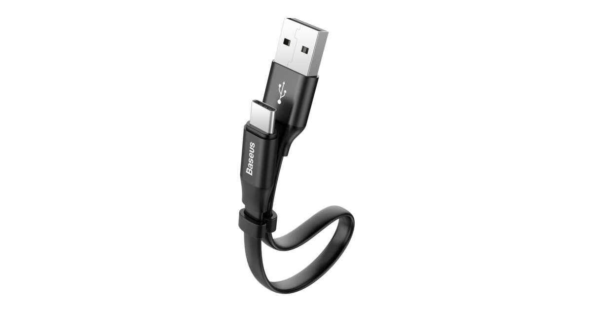 Cablu de date/incarcare Baseus, Nimble Flat Portable, USB Type-C 23cm 2 A, Negru 45099845