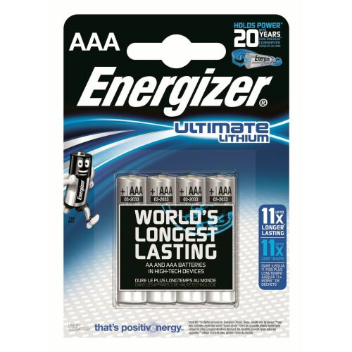 Energizer Ultimate Lithium AAA elemek, 4 darabos csomag eredeti csomagolásban, hosszú élettartamú energiaforrás csúcstechnológiás eszközökhöz 