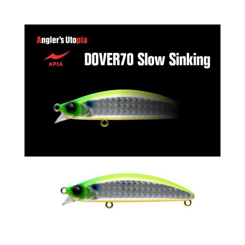 APIA DOVER 70 Slow Sinking 70mm 10gr 10 LGH Chart Back horgász wobbler, zöld-ezüst színű műcsali - Wobbler