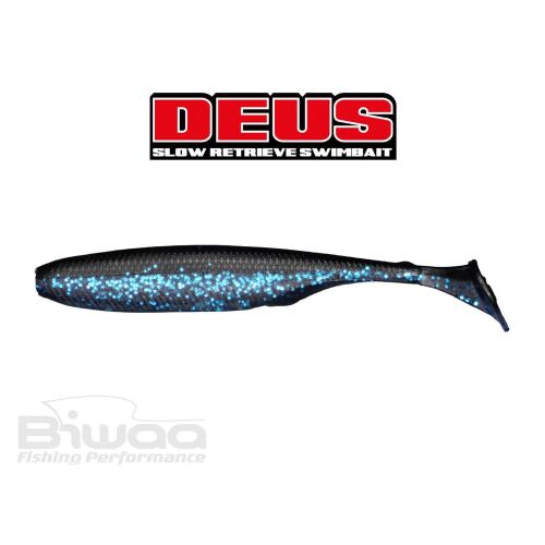 BIWAA DEUS 4 hüvelykes 10cm-es puha műanyag swimbait horgászcsali zafír színben, kék csillámmal, lassú bevontatáshoz, ragadozó halaknak - Gumicsali és twister