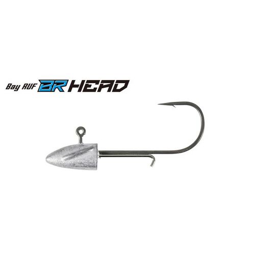 DUO BAYRUF BR HEAD 3G JIG FEJ #1/0 3gr, egyetlen ezüst jig fej éles horoggal fehér alapon, horgászcsali alkatrész - Horgász horog