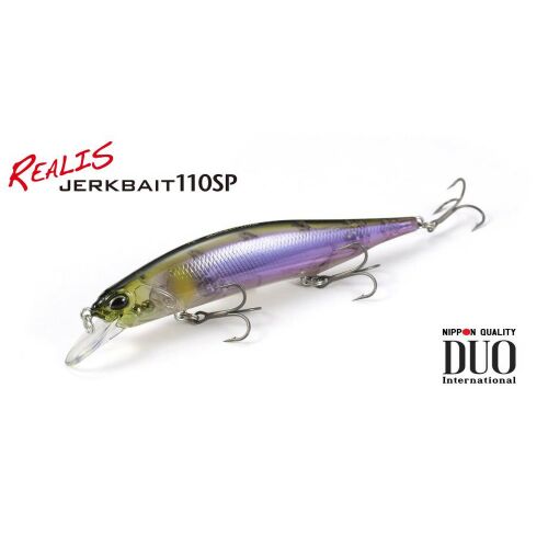 DUO REALIS JERKBAIT 110SP horgászcsali átlátszó lila és zöld színben, logóval - Műcsali
