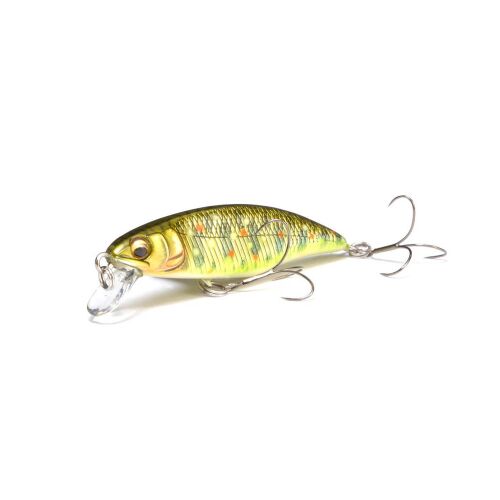 MEGABASS GREAT HUNTING GH45 FLATSIDE F 45mm 1.7gr AL INDICATOR YAMAME horgász wobbler két hármashoroggal, szögletes nézet fehér háttéren - Wobbler