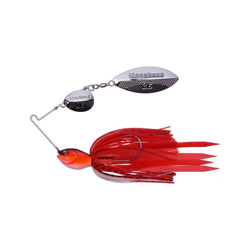 MEGABASS SV-3 SPINNERBAIT SR 14gr FIRE RED horgászcsali, ferde nézet fehér háttérrel - Körforgó és támolygó villantó