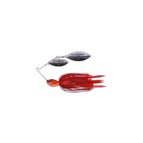 MEGABASS SV-3 SPINNERBAIT DW 14gr FIRE RED pergetőcsali fehér háttéren, ferde nézetben - Körforgó és támolygó villantó