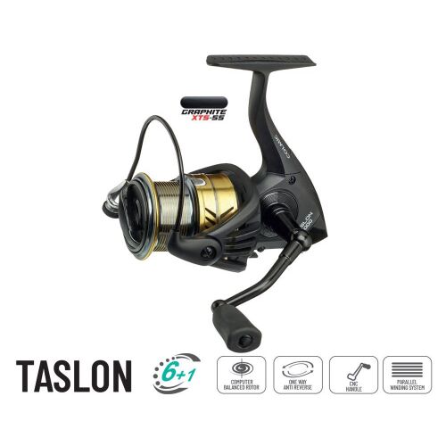 COLMIC Taslon FD 6000 elsőfékes horgászorsó 6+1 csapággyal, fekete és arany színben, grafit XTS-55 test édesvízi horgászathoz - Elsőfékes orsó