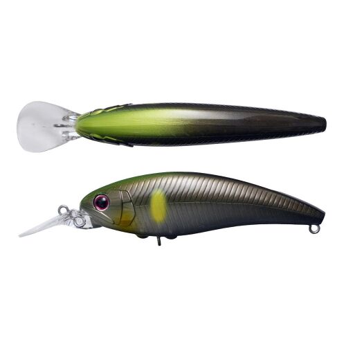OSP CHESTAR SR 76mm 8.9gr AL04 Asbi Ayu horgászcsali, zöld és fekete wobbler átlátszó lappal és horgokkal, horgászcsali süllőhorgászathoz - Wobbler
