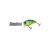 OSP Buzzn Crank 50mm 10gr P07 Chartreuse/Blue back crankbait hármashorgokkal és logóval, ferde nézet fehér háttéren