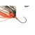 Közelkép a RAID LEVEL SPIN PINO SINGLE COLORADO 7gr 10 The Bait pergető csali horogról és szoknyájáról narancssárga és fekete színben