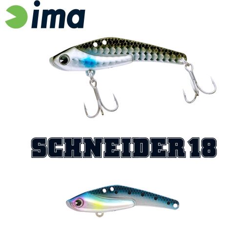 IMA SCHNEIDER 18 68mm 18gr 019 Plated Sardines horgász wobbler műcsali fehér háttéren, ferde nézetben, két hármashoroggal - Wobbler