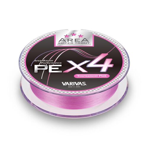 VARIVAS SUPER TROUT AREA PE X4 Tournament Pink fonott horgászzsinór, közeli felvétel a rózsaszín zsinórról egy tekercsen - Fonott zsinór