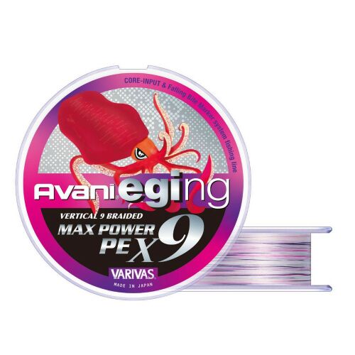 VARIVAS AVANI EGING MAX POWER PE X9 150m #0.8 18lbs White Marking fonott horgászzsinór orsó, ferde nézet - Fonott zsinór