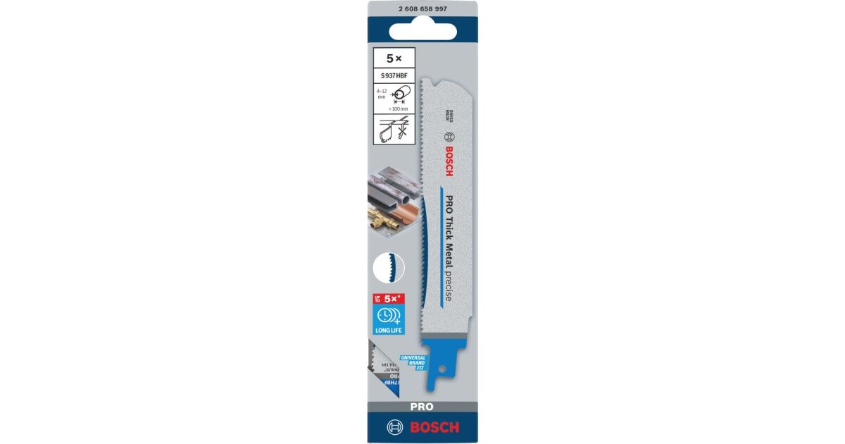 Bosch PRO Metal S937HBF orrfűrészlap, 1,1x25x150 mm, 5 db, vastag fémcsövekhez és profilokhoz 168900795