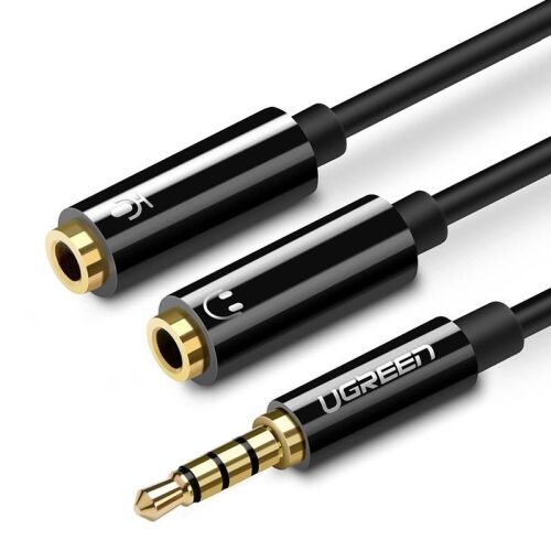 Ugreen 30620 audio kábel 0,15 M 3.5mm 2 x 3.5mm Fekete 168913707 - Jack átalakító