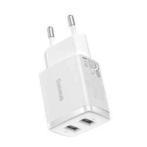 Baseus kompaktes Schnellladegerät, 2x USB, 10,5W, weiß
