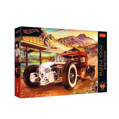 Hot Wheels Bone Shaker 1000 darabos Trefl kirakó, klasszikus hot rod autóval sivatagi garázs jelenetben - Puzzle