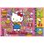 Hello Kitty és barátai Trefl 2x200 puzzle, amelyen Hello Kitty gyorséttermi ételekkel, például hamburgerrel és sült krumplival látható, színes pop-art elemekkel körülvéve