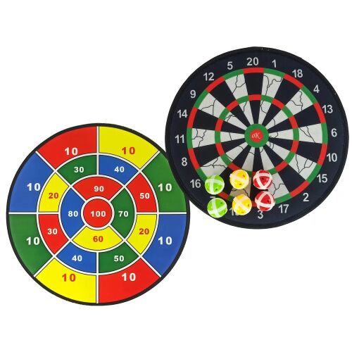 Két Darts tábla Darts Tépőzáras Darts 36 cm darts tábla, egy hagyományos számozással és három tépőzáras golyóval, valamint egy színes célzó tábla gyerekeknek - Darts