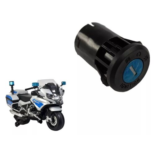 Motor gyújtáskapcsoló BMW R1200-hoz egy játék rendőrmotor mellett, kollázs - Gyerekjármű kiegészítő