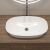 A Helmken Pultra fehér ovális pultra építhető mosdó (70x38) felülről nézve, letisztult vonalait és minimalista designját mutatva be egy modern fürdőszobában