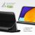 Részletes nézet a Gekko Elegance flip tokról Oppo Reno 6 Lite-hoz, kiemelve az állvány funkciót és a többféle nézési pozíciót