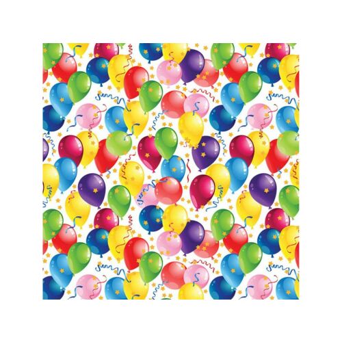 Színes lufis mintás csomagolópapír 100x70cm születésnapi és party ajándékokhoz - Csomagolópapír