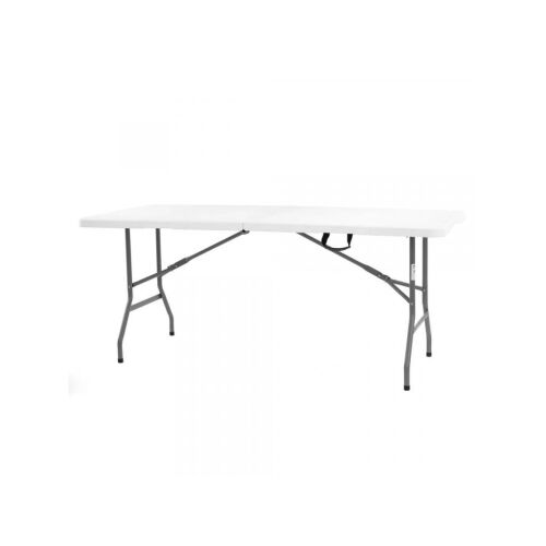 Foldis fehér összecsukható asztal 180x74x74 cm, teljesen kinyitva - Kempingezés és túrázás