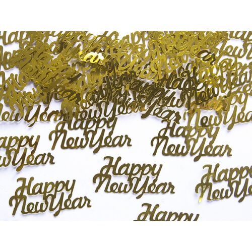 Konfetti, Happy New Year, arany, mérete 4x2 cm, 3gr
