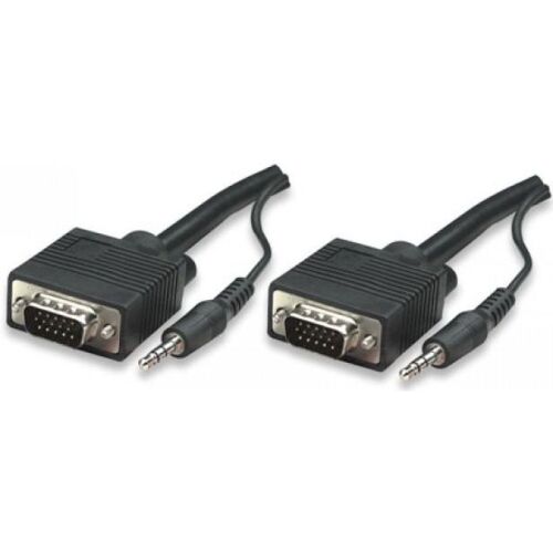 Manhattan SVGA Audio Cable 4,5 M VGA (D-Sub) + 3.5mm Fekete