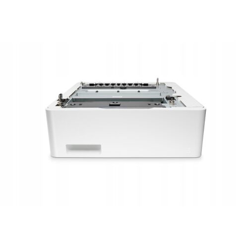 HP CF404A 550 lapos adagolótálca Color LaserJet Pro M452nw/M452dn nyomtatóhoz, ferde nézet fehér háttéren - Nyomtató papíradagoló tálca