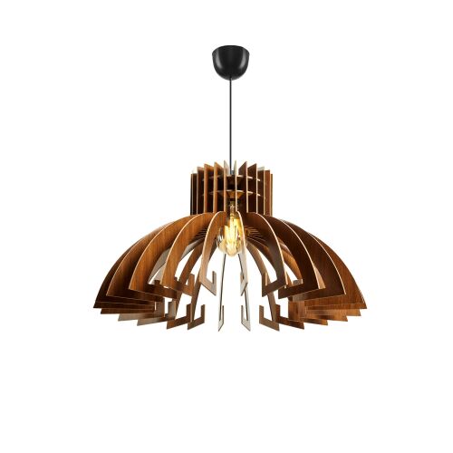 Opviq Chandelier Walnut 162, egy egyedi koronás dizájnú fa függőlámpa E27 izzóval, fehér alapon izolálva - Lámpa és világítás