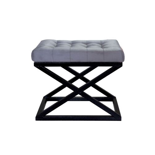 Atelier Del Sofa Puff Fekete Szürke Capraz - Fekete, Szürke v2 169207784 - Lábtartó és puff