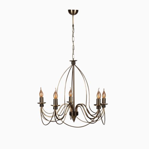 Opviq Chandelier Multicolor 7756-5, hagyományos glam függőlámpa fém testtel és E14 foglalatokkal, fehér háttéren - Lámpa és világítás