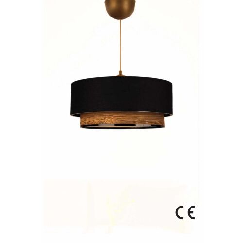 Opviq Csillár Fekete BK151, modern fekete és raffia függeszték, szögletes nézet fehér háttéren - Opviq