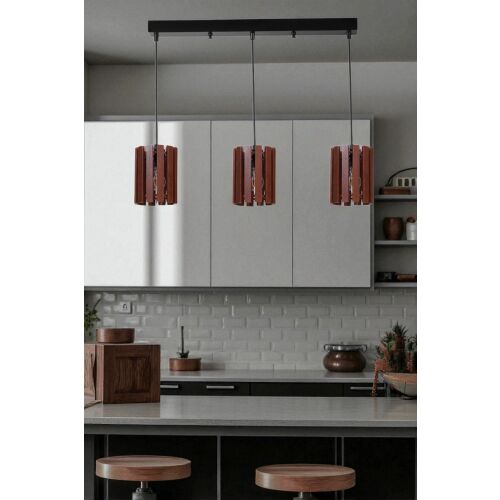 Opviq Chandelier Walnut Black 9074-5 függő csillár modern konyhai környezetben - Lámpa és világítás