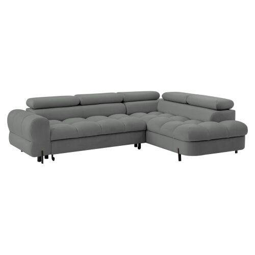 BERON ROH szürke sarokülőgarnitúra, jobbos kivitel, fehér háttérrel, modern design és kényelem - Kanapé