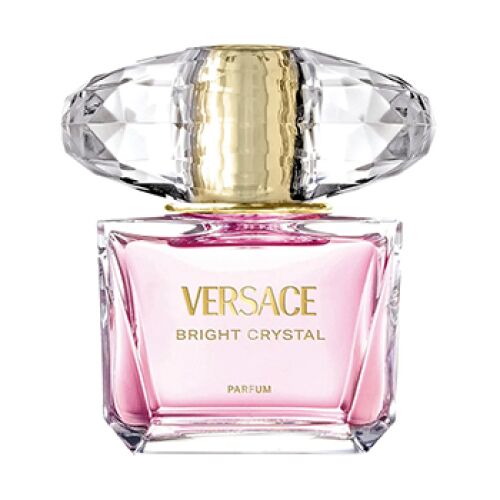 Versace Bright Crystal Parfüm 90 ml teszter, elegáns rózsaszín üveg kristálykupakkal, elölnézet - Versace