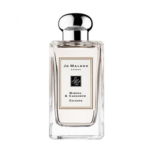 Jo Malone Mimosa & Cardamom 30ml parfümös üveg fehér háttéren, átlátszó üveg ezüst kupakkal és elegáns címkével - Jo Malone