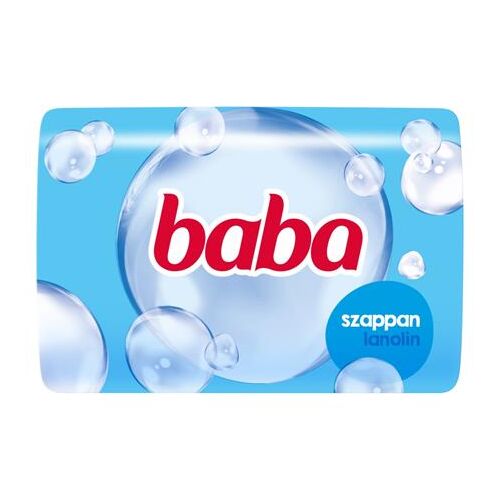 Baba lanolinos szappan, 90g, kék csomagolásban, piros Baba logóval és buborékokkal, gyengéd bőrtisztító szappan - Fürdés