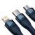 Kabel USB 3 w 1 Baseus Flash Series, USB-C + micro USB + Lightning, 100W, 1,2m, niebieski 45092972